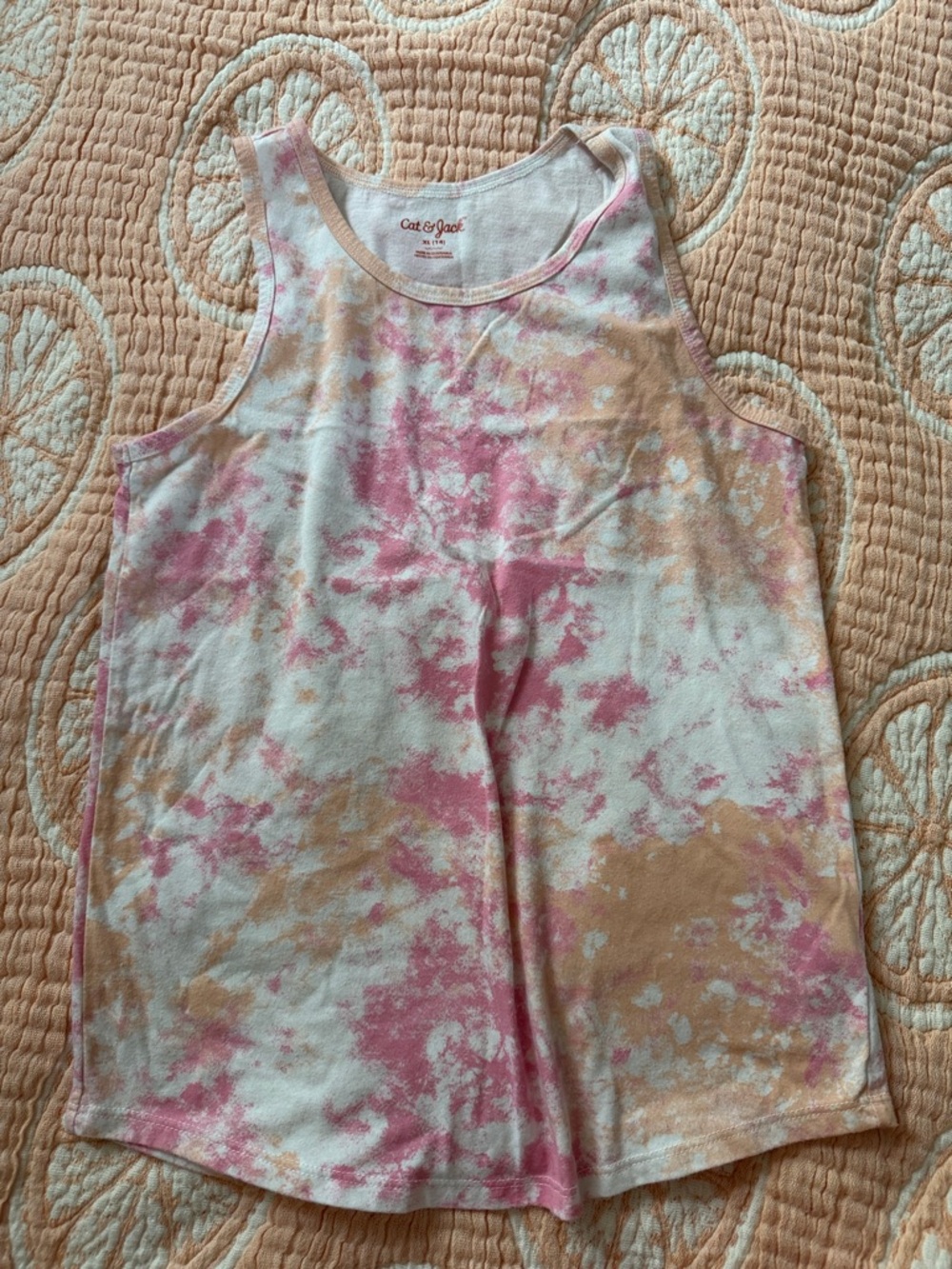 Cat & Jack Pink and Peach Tie-Dye Tank Top